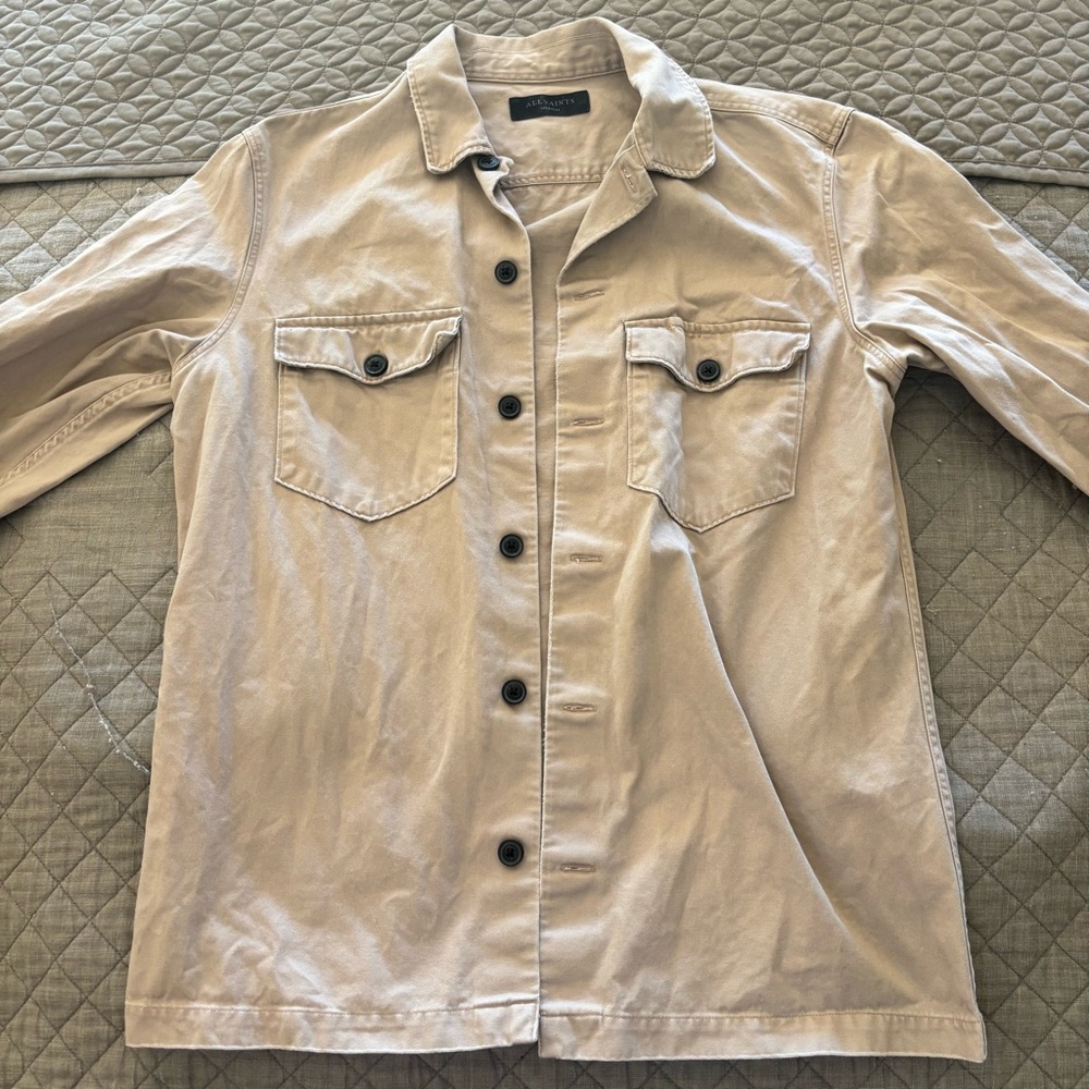All Saints Men's Beige Button-Up Jacket